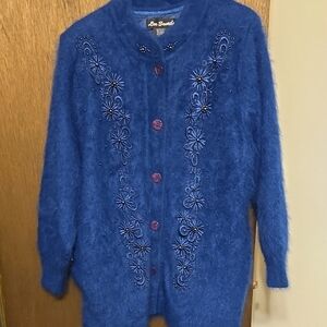 Blue Embroidered Women's Sweater